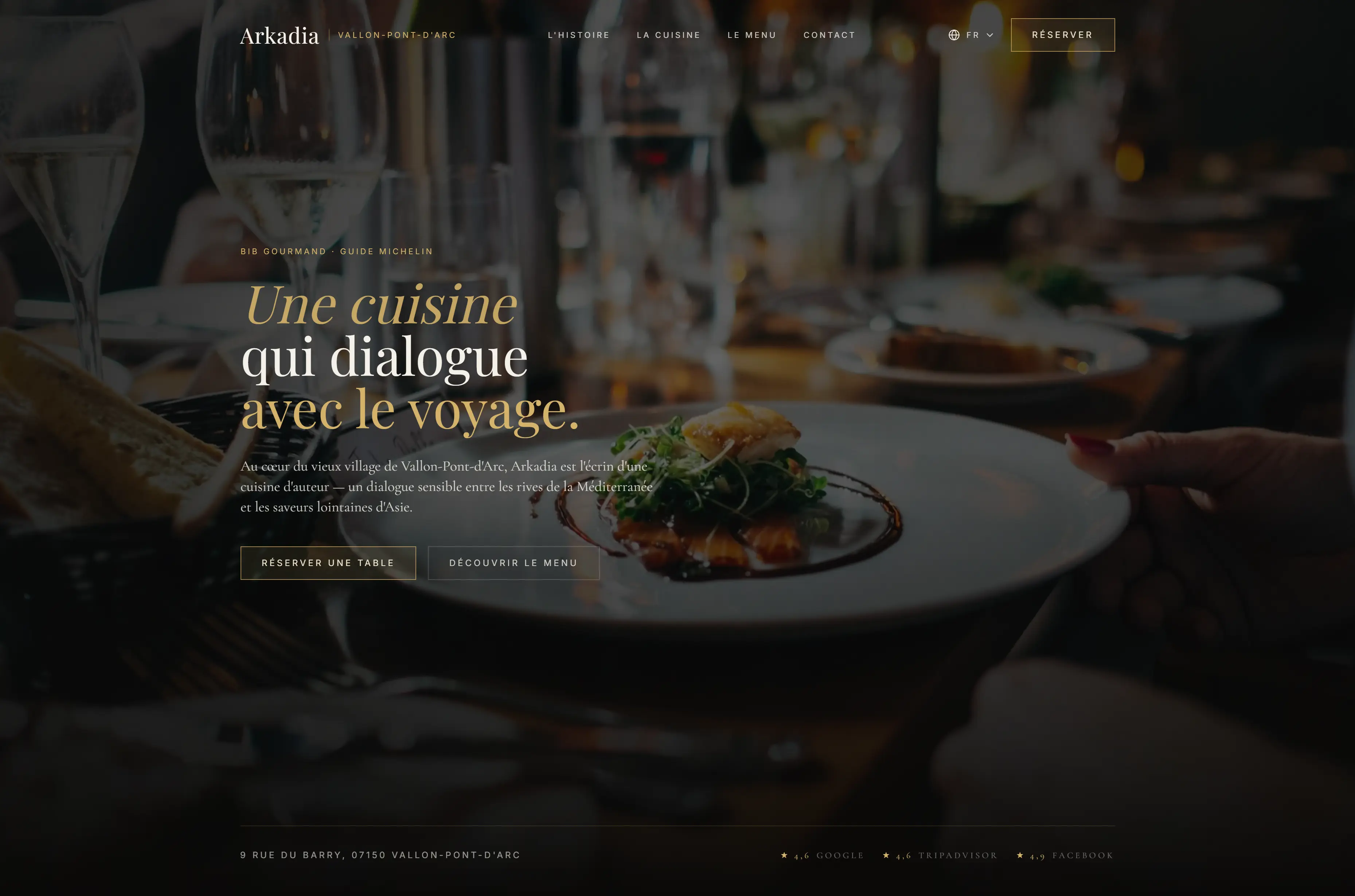 Site du restaurant Arkadia
