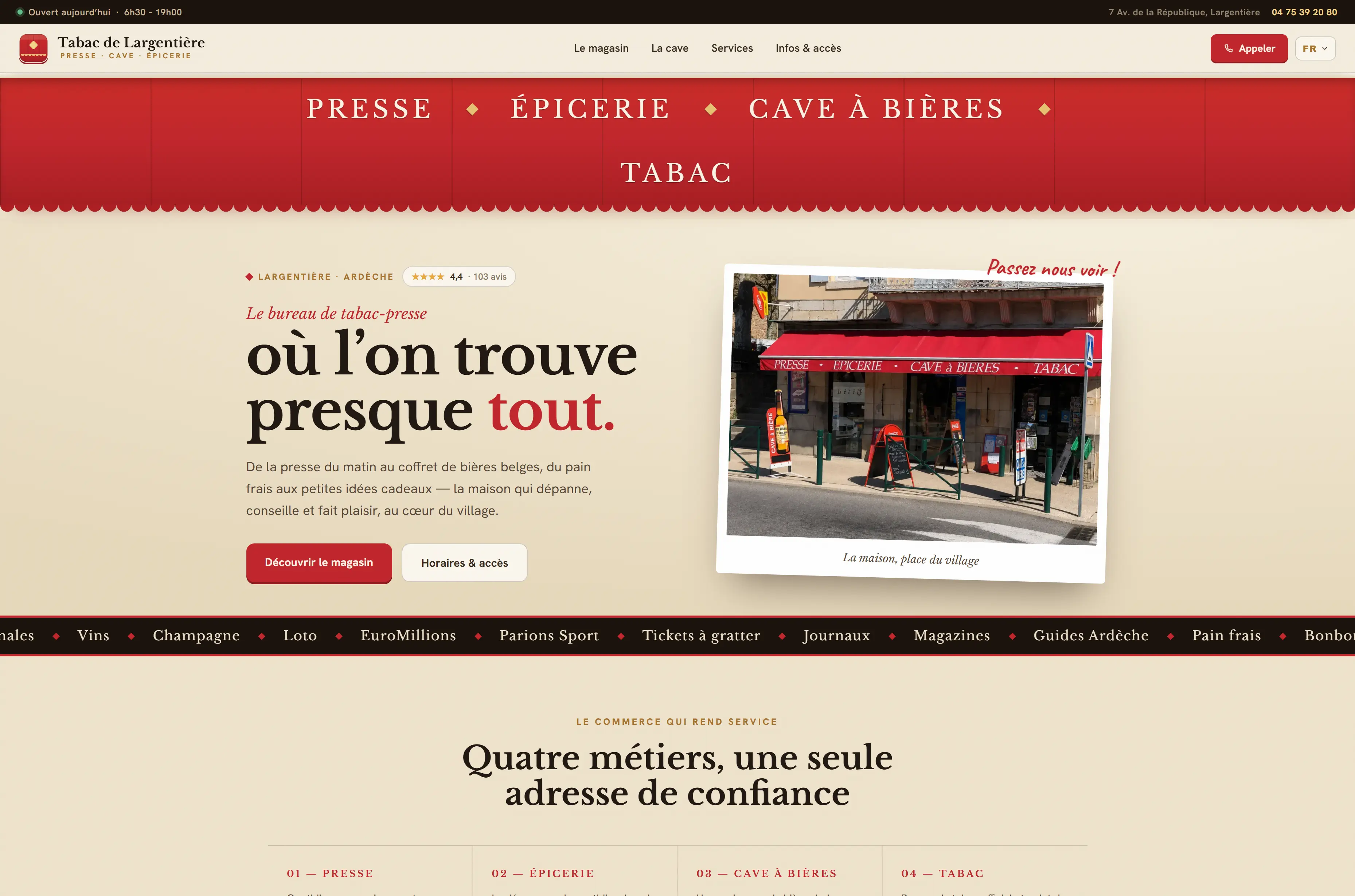 Aperçu du site Tabac de Largentière · Largentière